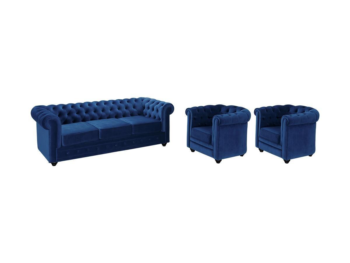 Vente-unique Couchgarnitur 3+CHESTERFIELD Samt  