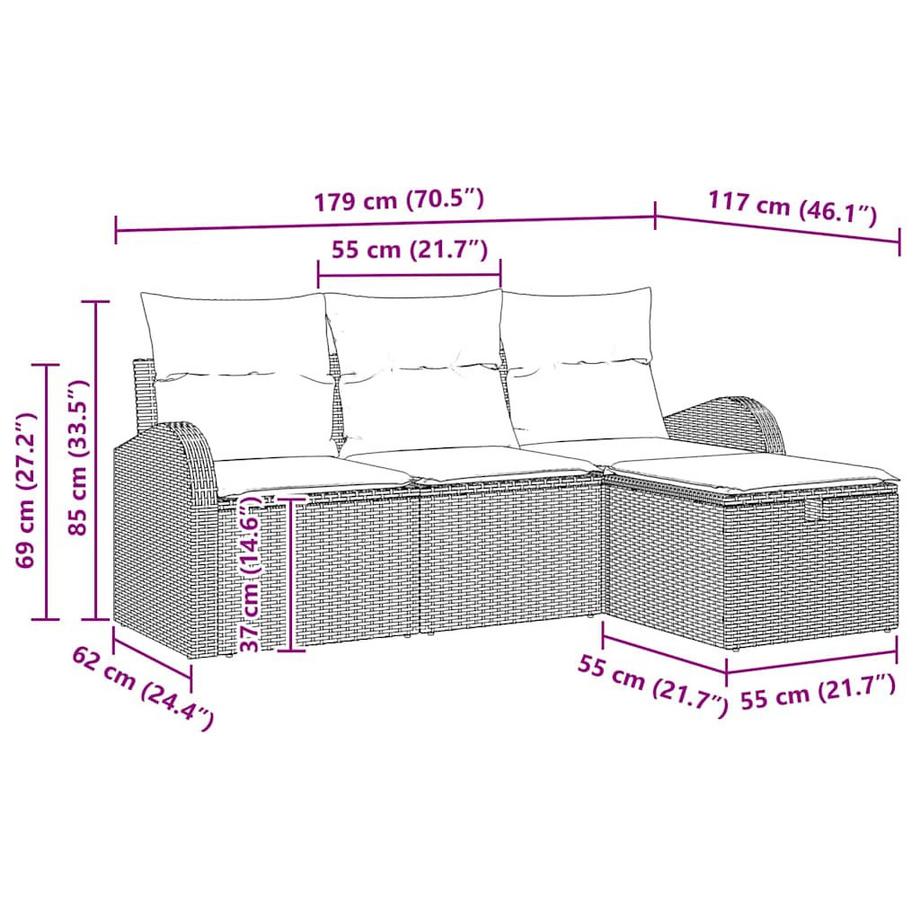VidaXL Outdoor-sofa poly-rattan  