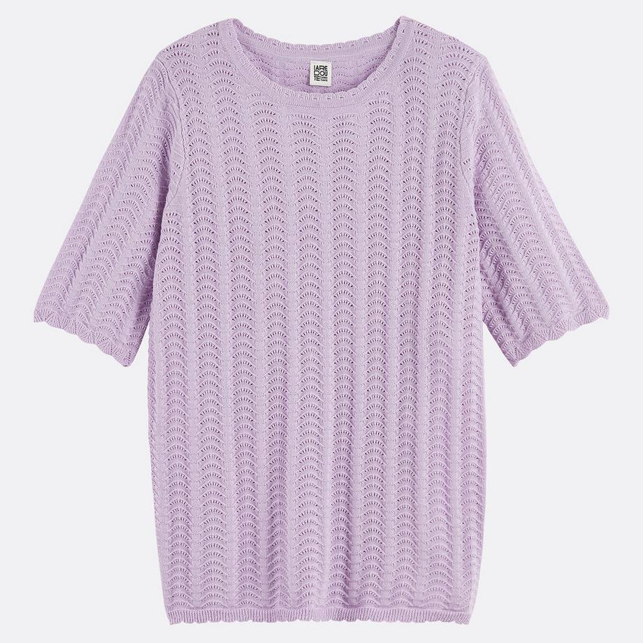 La Redoute Collections Pullover Rundhals Kurzarm  