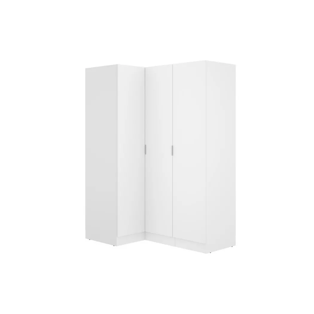 Mirakemueble - Armoire d'angle 3 portes - L132 cm - Blanc - listowel