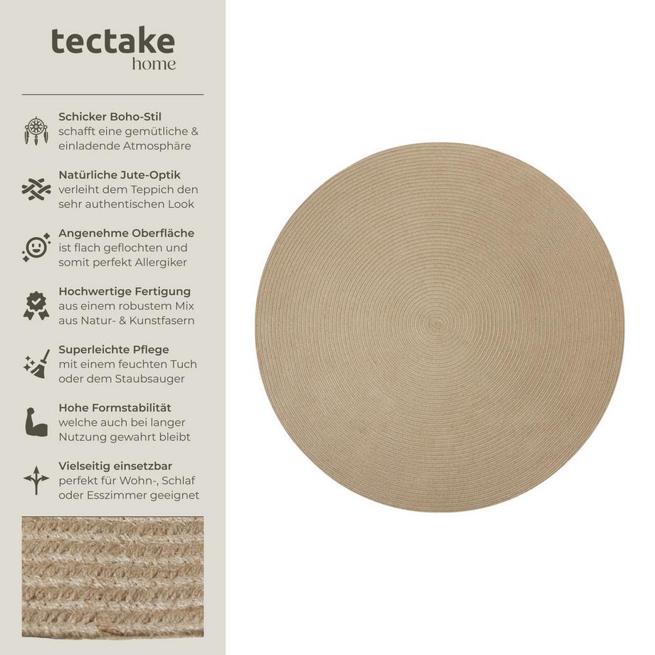 Tectake Tappeto intrecciato Vibe Ø 160 cm  