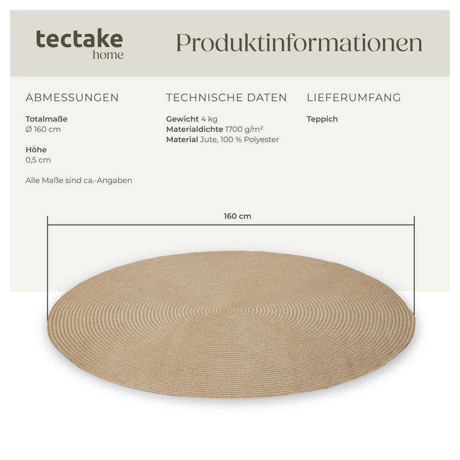 Tectake Tappeto intrecciato Vibe Ø 160 cm  