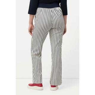 Ulla Popken  Pantalon Mary à rayures, taille élastique et lin mélangé. Jambes larges 