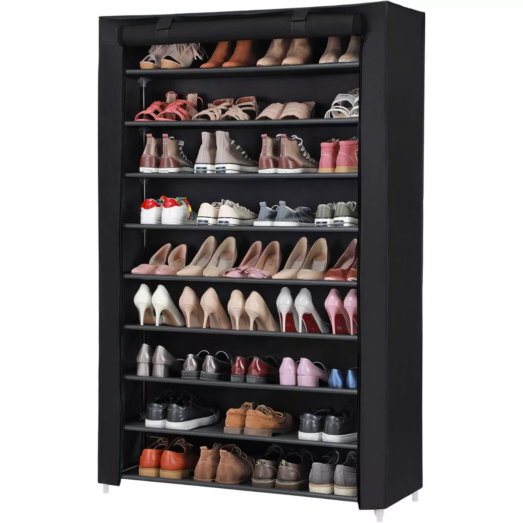 Songmics - Étagère à chaussures à 10 niveaux, 100cm, Noir