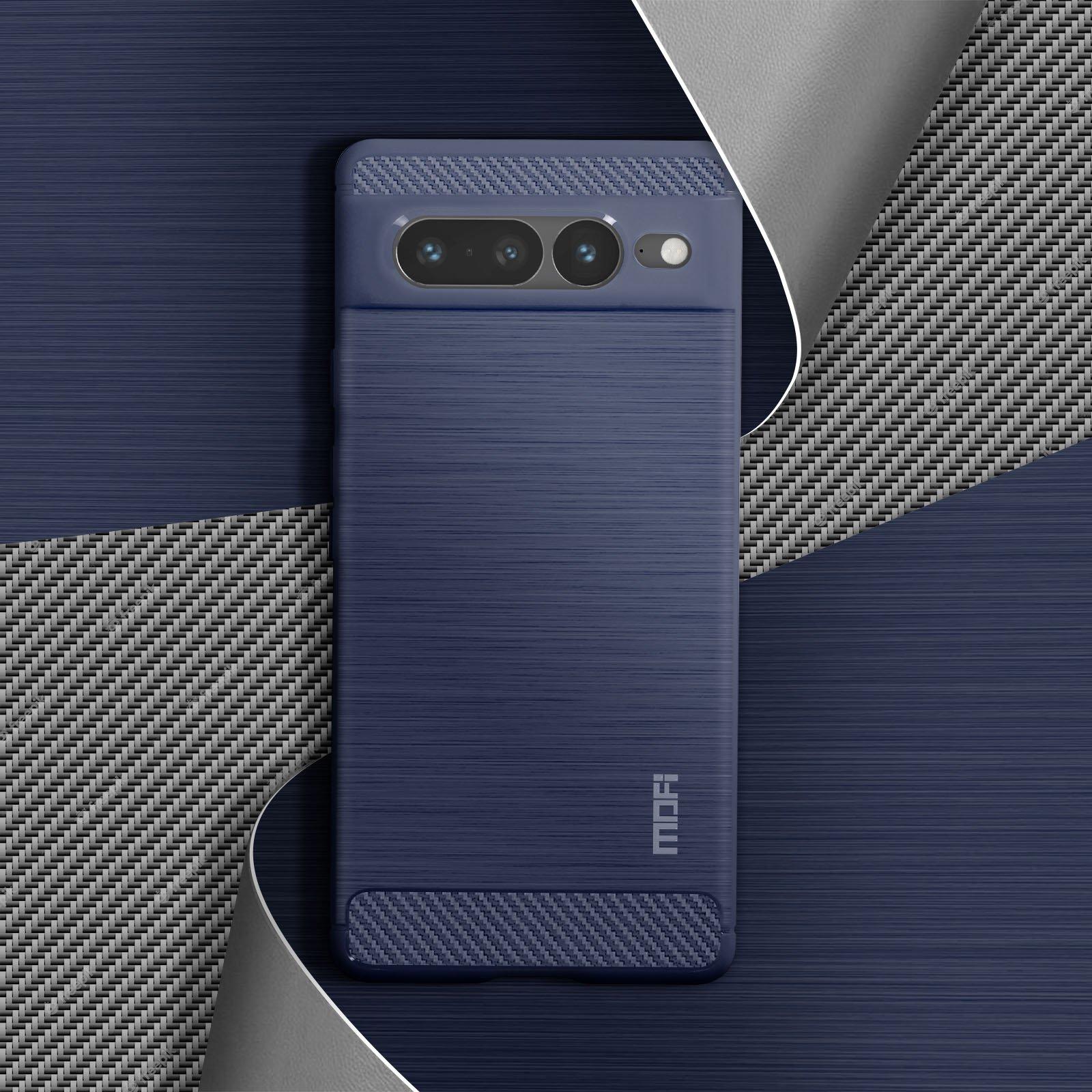 Avizar  Cover Pixel 7 Pro Effetto Carbonio Blu 