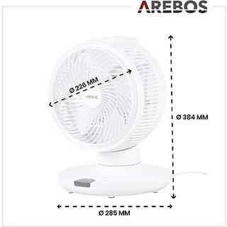 Ventilateur De Sol AREBOS 46cm 120W - 3 Vitesses, Inclinaison Réglable - Pour Maison Bureau