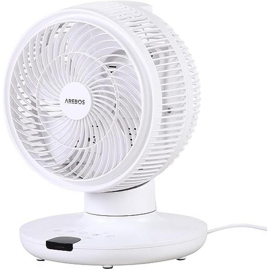 Arebos  3D Tischventilator Ø 23cm Luftzirkulator Luftkühler leise 55W Ventilator 