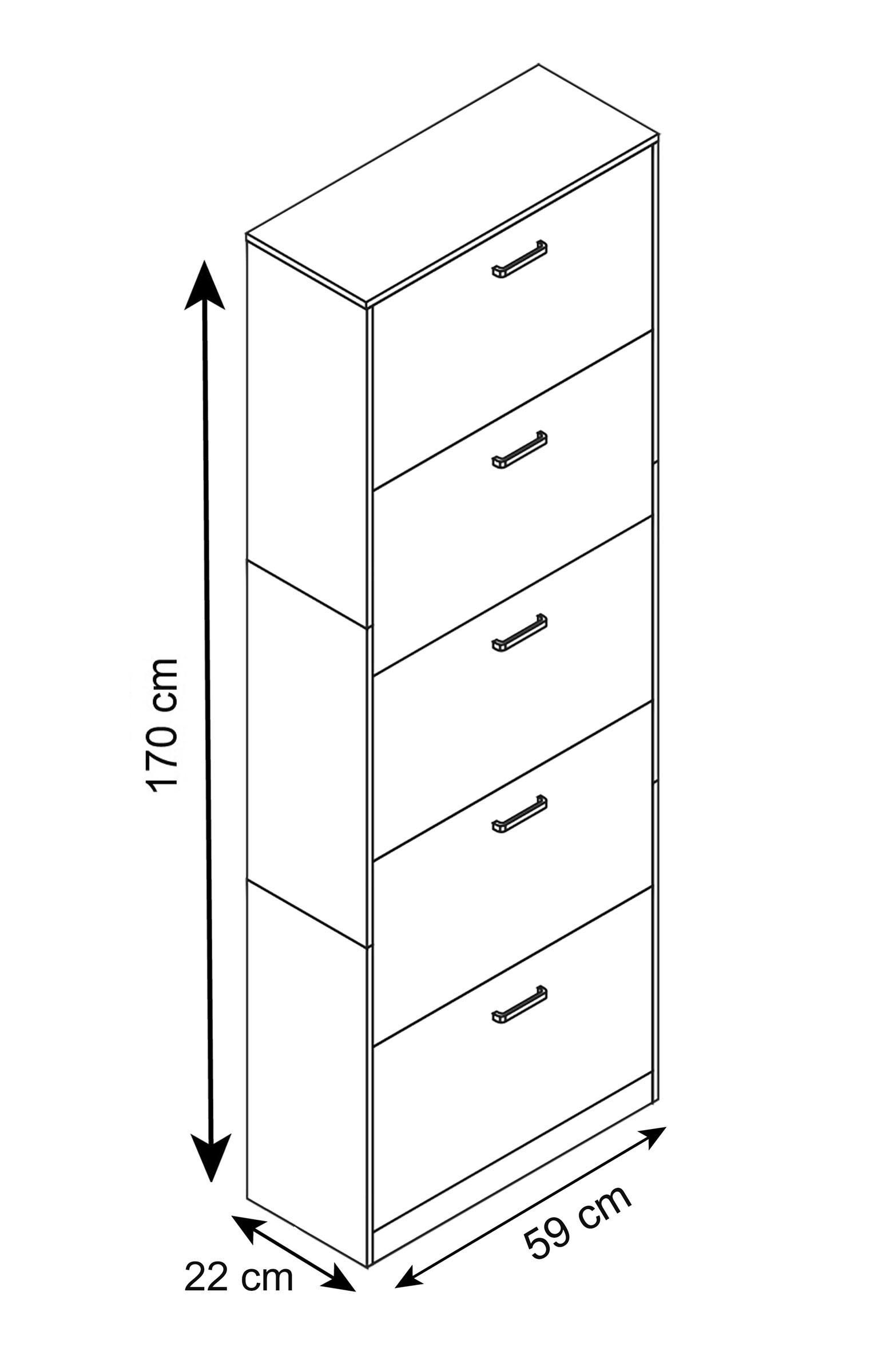 VCM Holz Regal Kipper Schuhregal Schuhschrank Schuhkipper 5 Klappen Sipos XL  