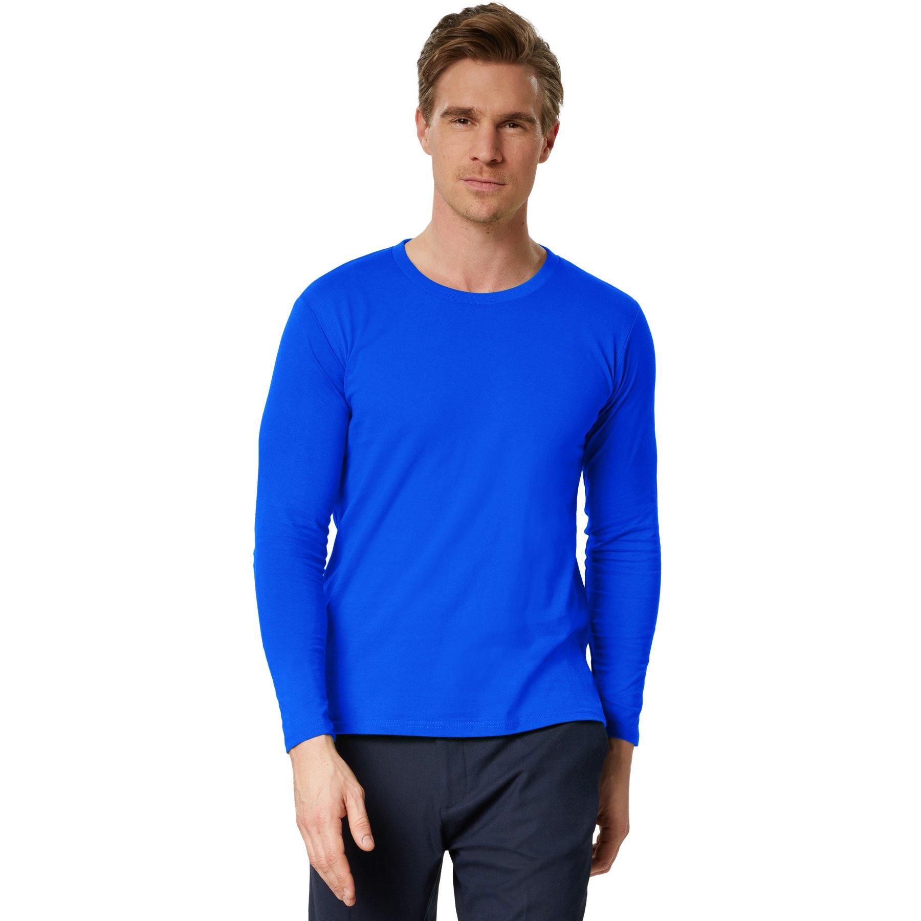 Image of Langarm-shirt Männer Herren Blau XL