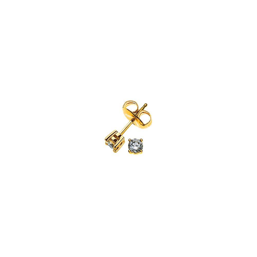 Image of Solitär Ohrstecker 4-griff-fassung Gelbgold 750 Brillanten 0.10ct. 3mm Damen Gelbgold ONE SIZE