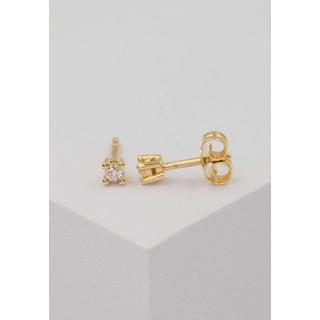 MUAU Schmuck  Clous d'oreilles solitaires 4 poignées en or jaune 750 diamants 0,10ct. 3mm 