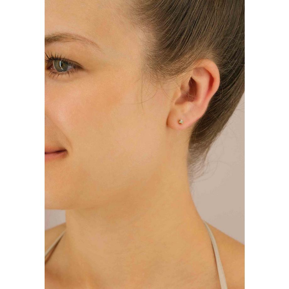 MUAU Schmuck  Solitär Ohrstecker 4-Griff-Fassung Gelbgold 750 Brillanten 0.10ct. 3mm 