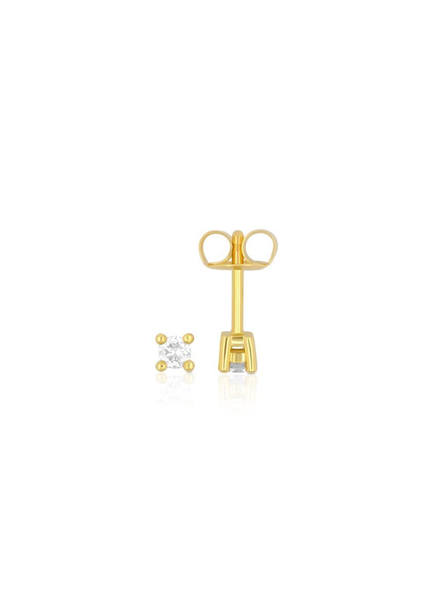 MUAU Schmuck  Clous d'oreilles solitaires 4 poignées en or jaune 750 diamants 0,10ct. 3mm 