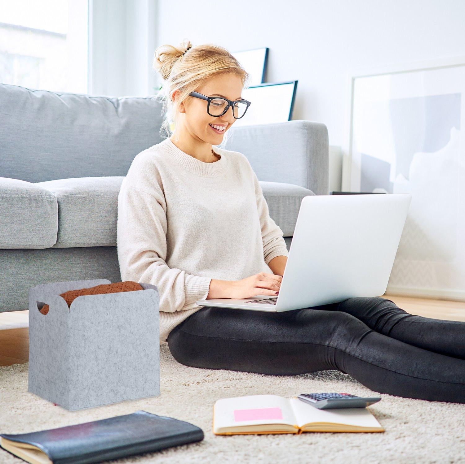 Northio set di 2 cestini portaoggetti in feltro  