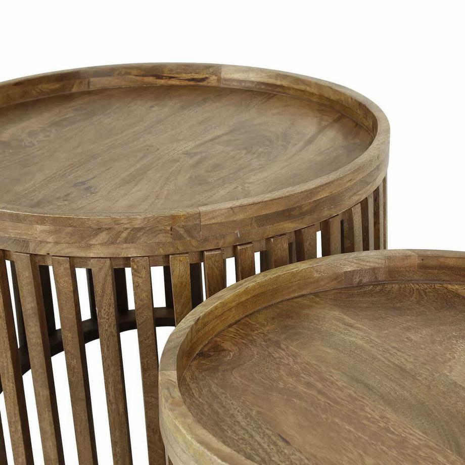 mutoni Table basse Tweak bois de manguier sable (lot de 2)  