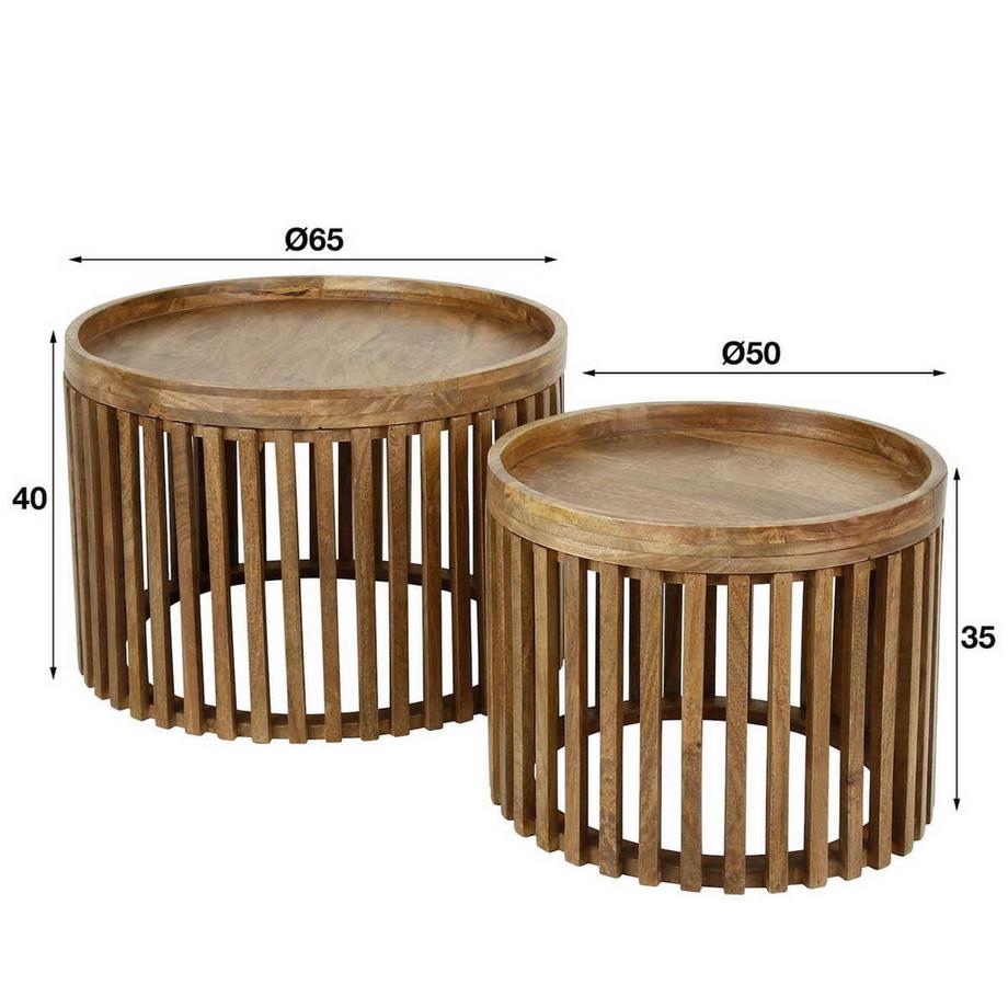 mutoni Table basse Tweak bois de manguier sable (lot de 2)  