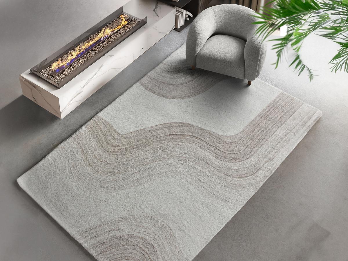 Vente-unique  Tapis 100% laine fait à la main - 200 x 290 cm - 1800g/m2 - Beige et taupe  - AZARIA 