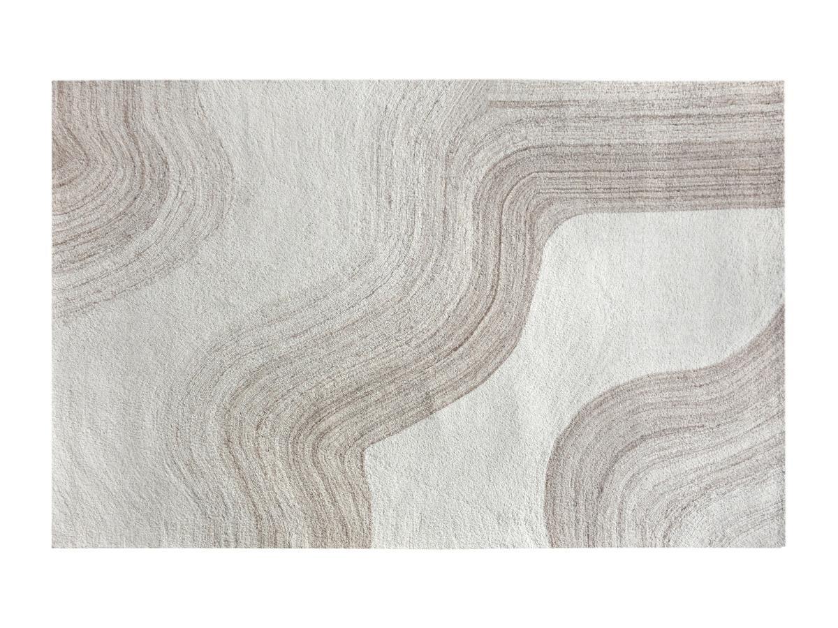 Vente-unique  Tapis 100% laine fait à la main - 200 x 290 cm - 1800g/m2 - Beige et taupe  - AZARIA 