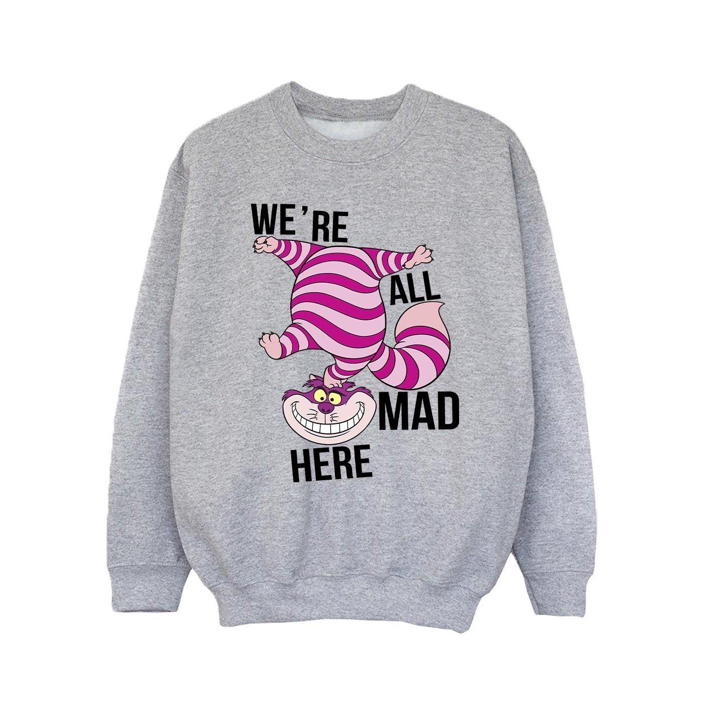 Image of Alice In Wonderland All Mad Here Sweatshirt Mädchen Grau 128