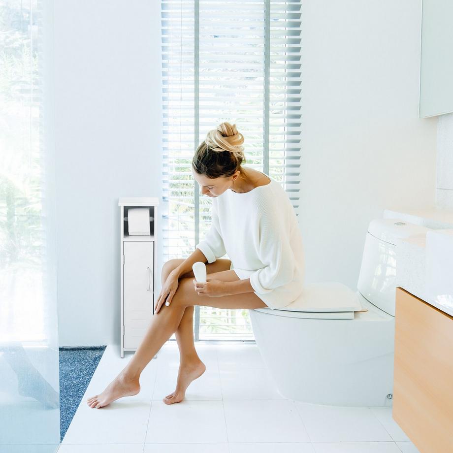 B2X Porte-papier toilette sur pied en blanc  