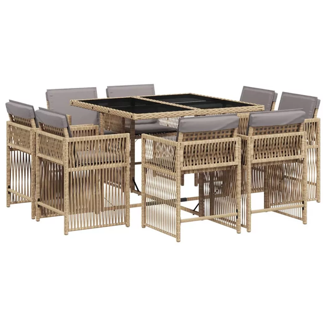 Vidaxl - Ensemble à manger de jardin et coussins 9 pcs mélange beige