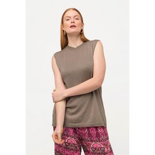 Ulla Popken  Gilet smanicato con effetto metallico e scollo a girocollo 