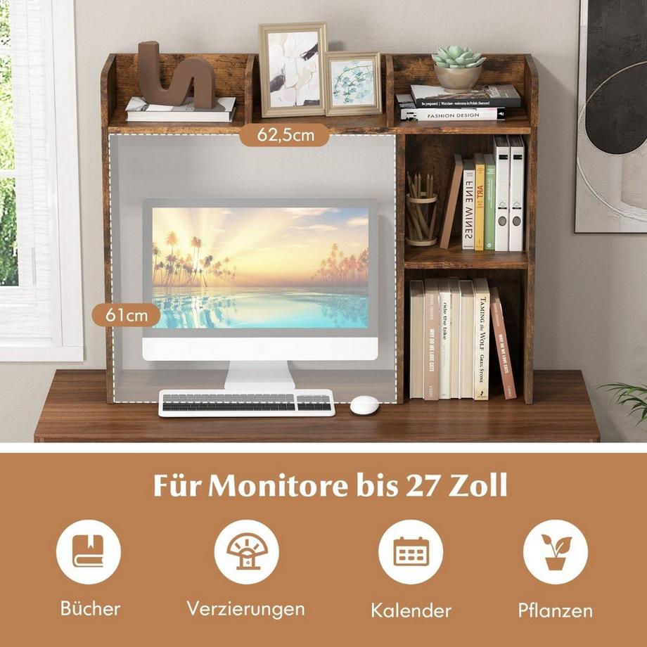 B2X Schreibtischregal Tischregal mit 4 Ablagen und offenem Fach  