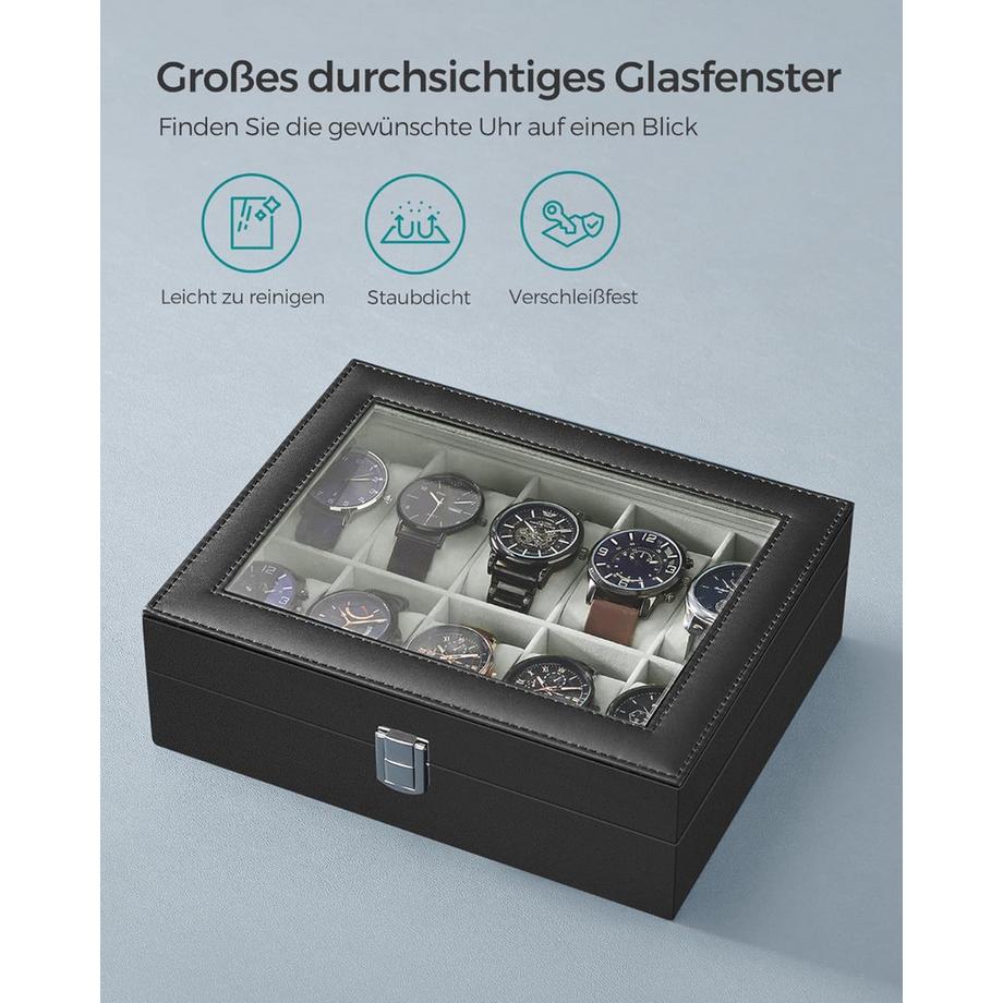 Songmics  Uhren Aufbewahrung Uhrenkoffer 10 Fächer 