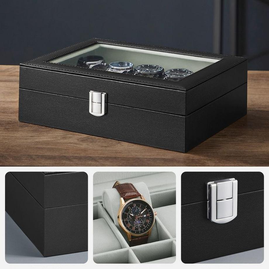 Songmics  Uhren Aufbewahrung Uhrenkoffer 10 Fächer 