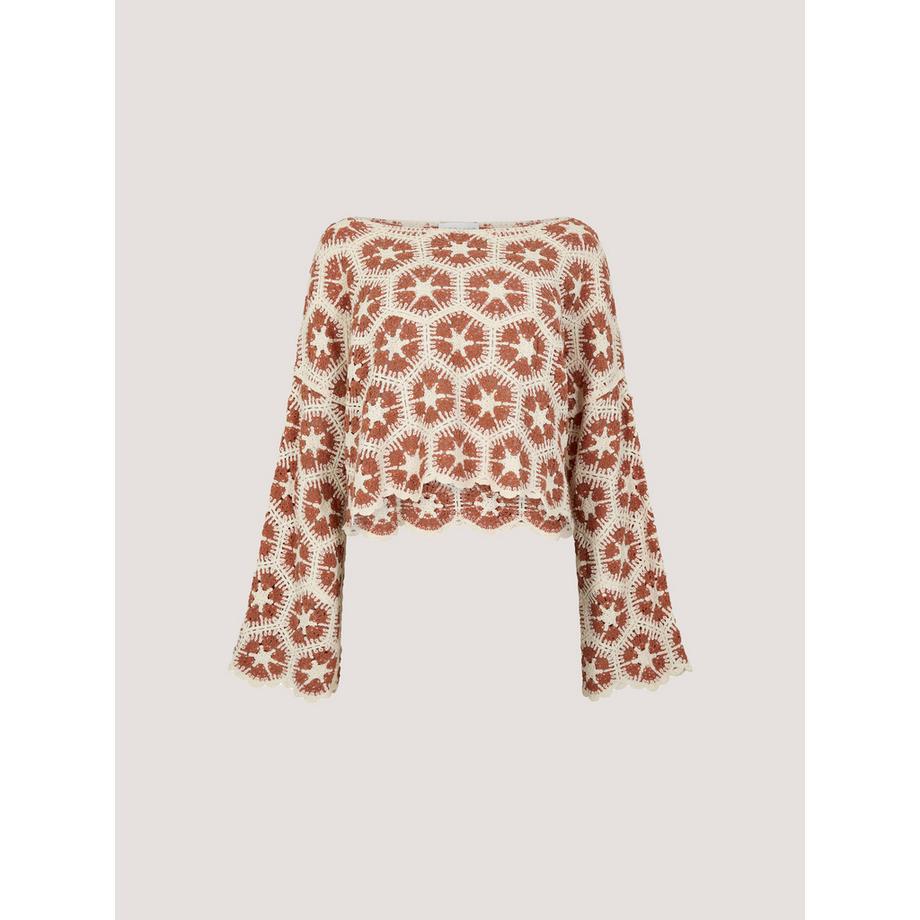 APRICOT Häkelhexagon Glockenärmel Top  