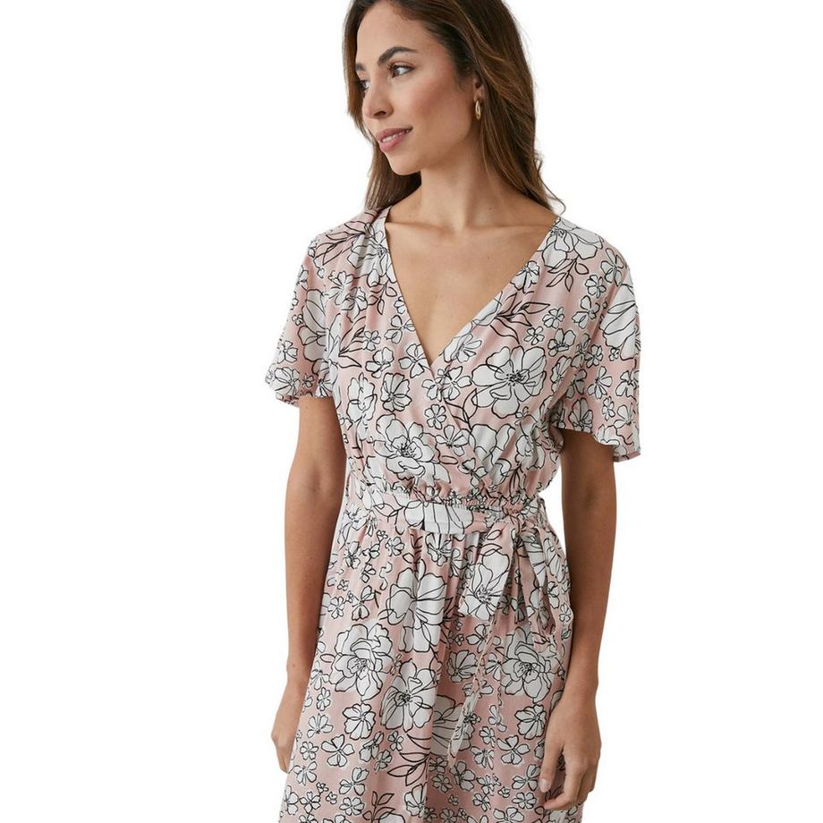 Principles Robe Enveloppante à Imprimé Floral et Manches Volantes  