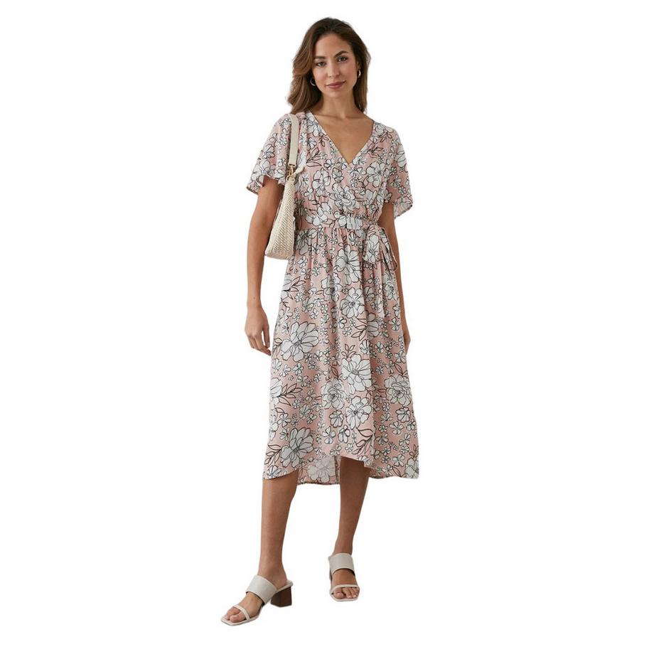 Principles Robe Enveloppante à Imprimé Floral et Manches Volantes  