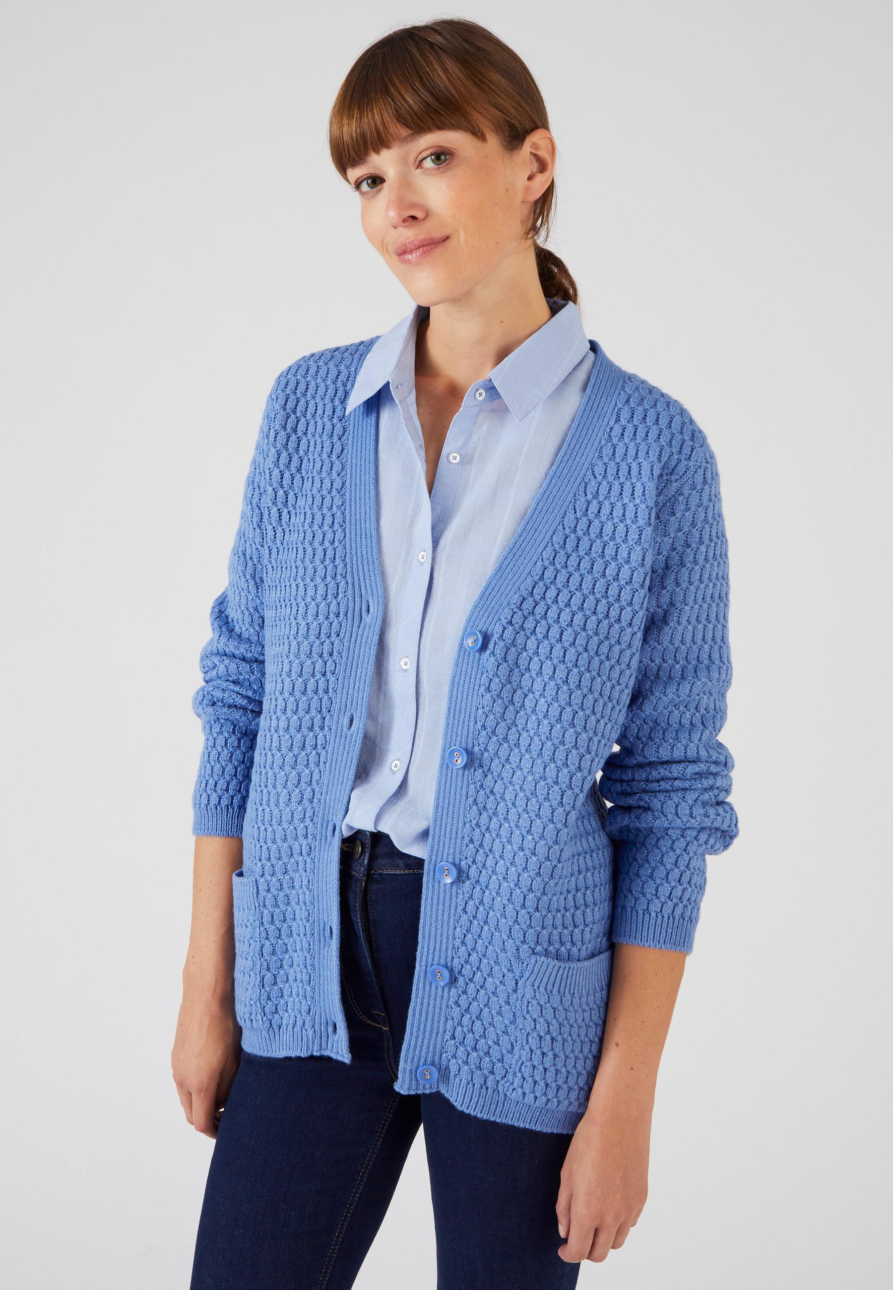 Image of Jacke Aus Musterstrick. Damen Blau 46-48