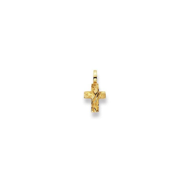 MUAU Schmuck  Pendentif croix or jaune 750, 15x8mm 