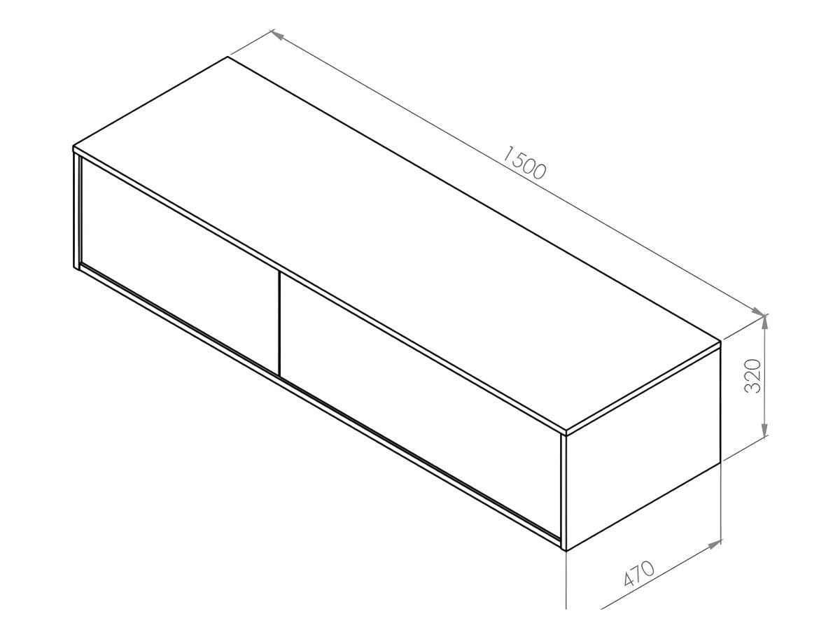 Vente-unique Waschbeckenunterschrank hängend - Betongrau - 150 cm - ISAURE II  