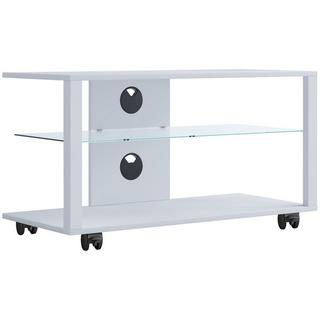 VCM Holz TV Lowboard Rollen Fernsehschrank mobil Rack Konsole Möbel Fernsehtisch Fernseh Phono Glas Folas L  