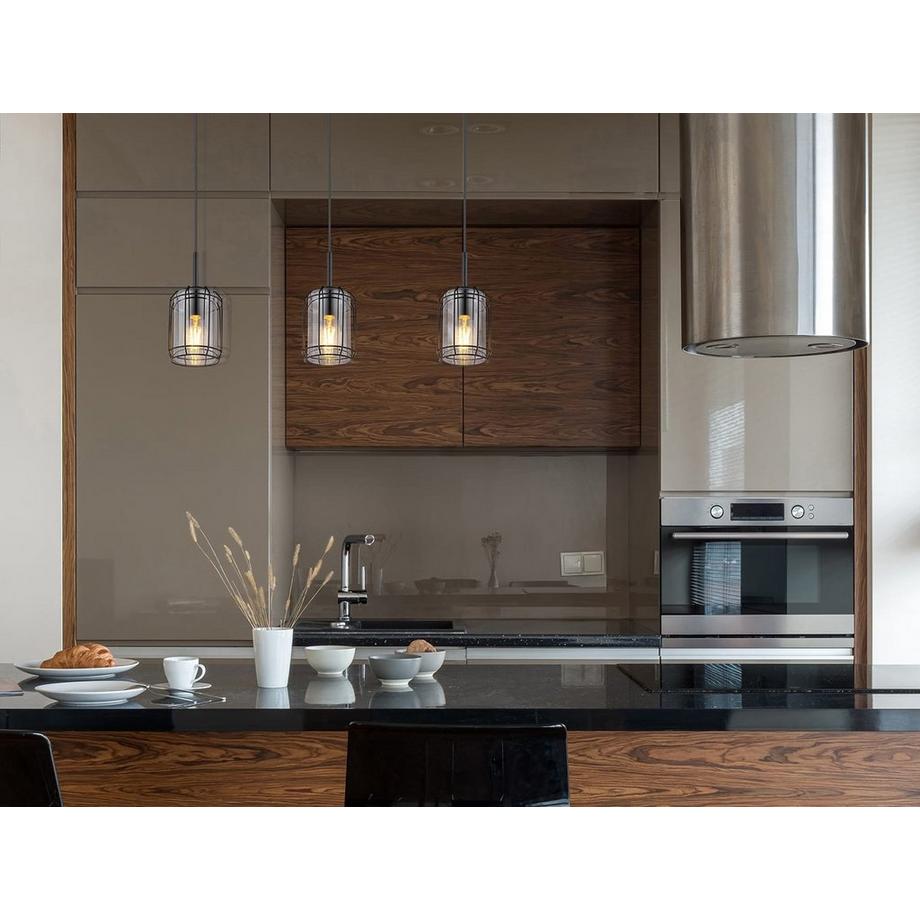 mutoni Lampe à suspension Kammi métal noir mat 3xE27  