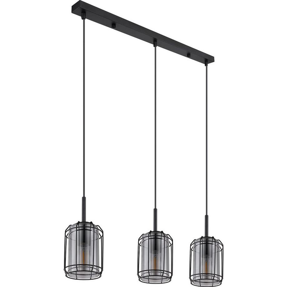 mutoni Lampe à suspension Kammi métal noir mat 3xE27  