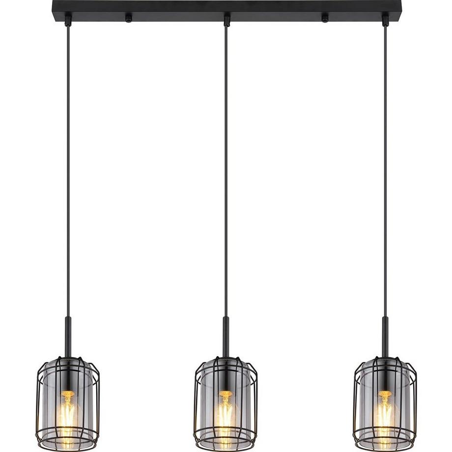 mutoni Lampe à suspension Kammi métal noir mat 3xE27  