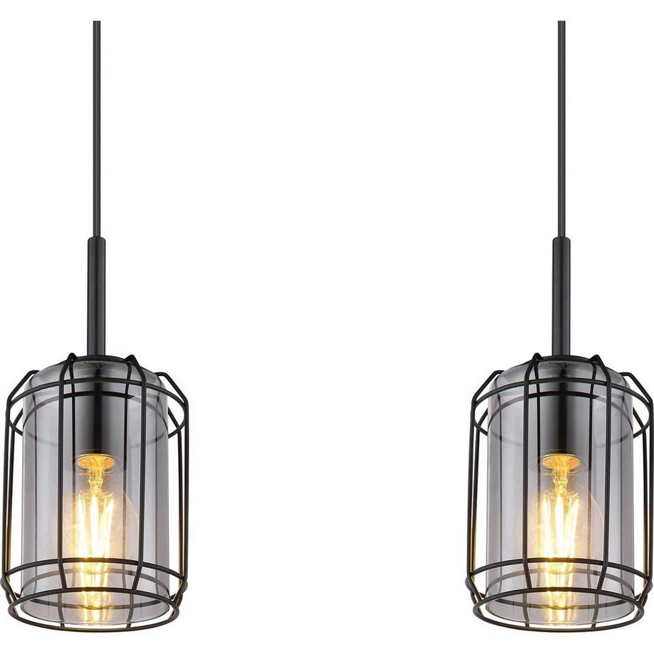 mutoni Lampe à suspension Kammi métal noir mat 3xE27  