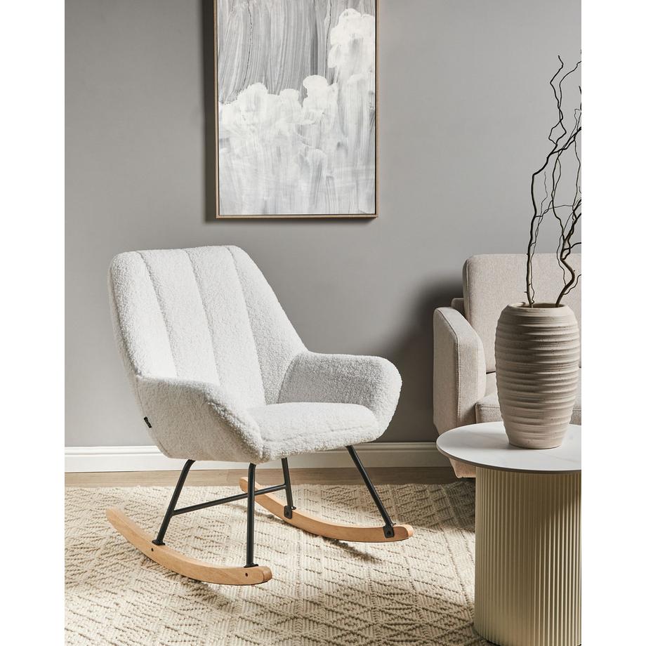 Beliani Fauteuil à bascule en Bouclé Rustique KINNO  