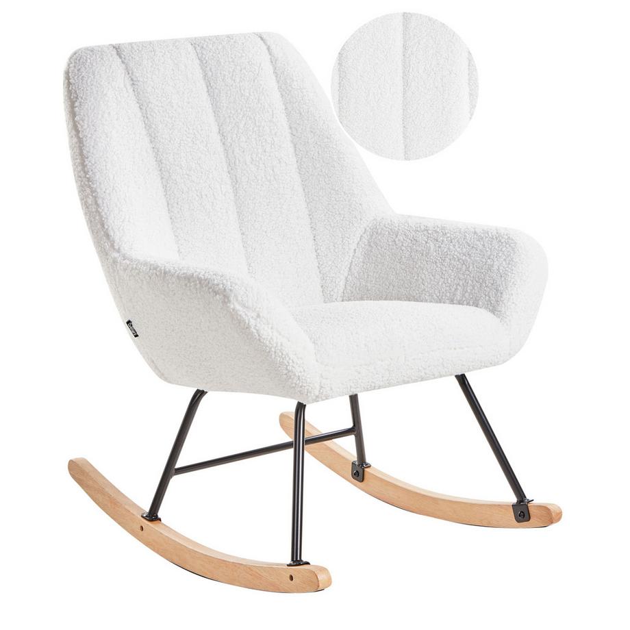 Beliani Fauteuil à bascule en Bouclé Rustique KINNO  