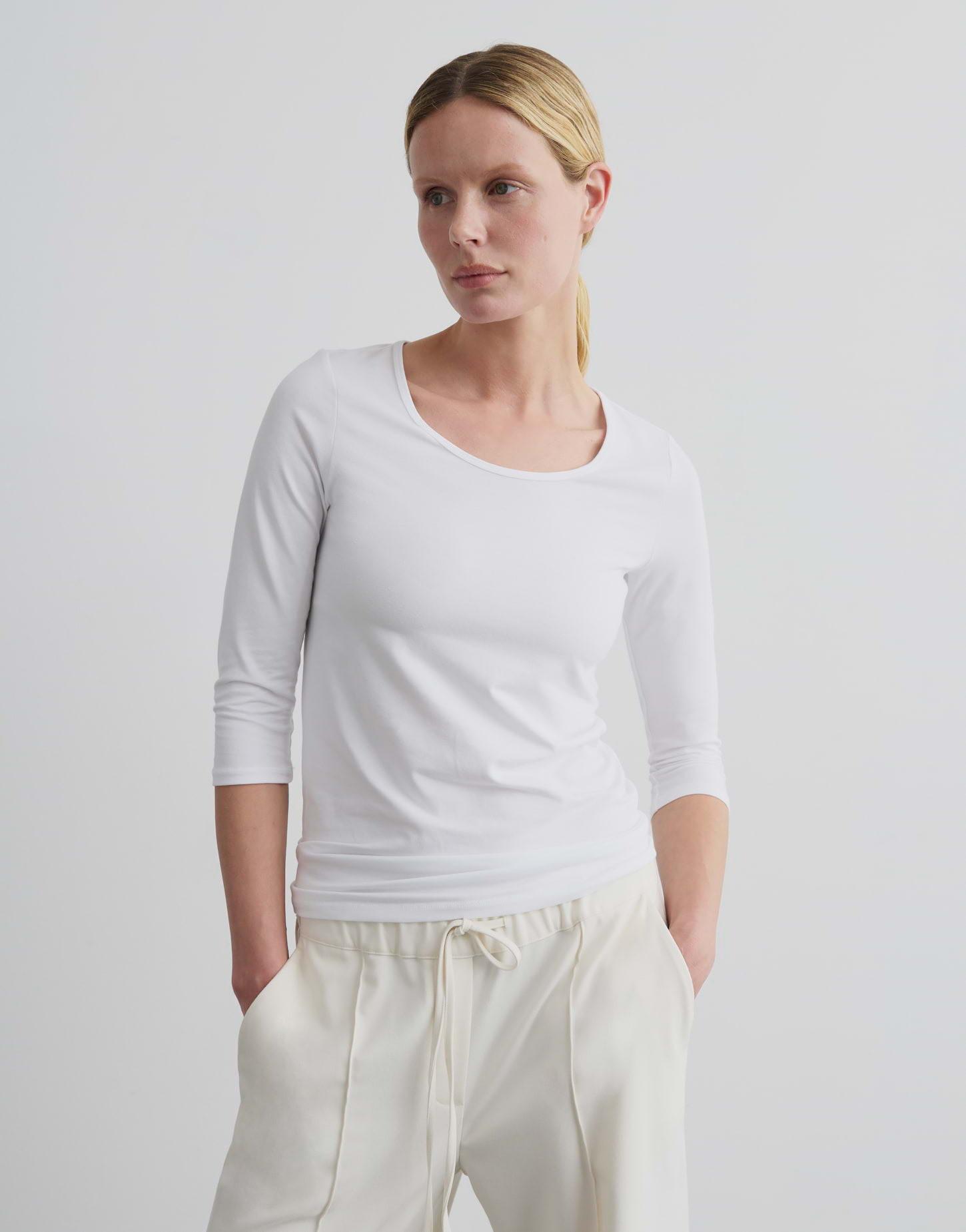 Image of T-shirt Kain Figurbetont Damen Elfenbein 40