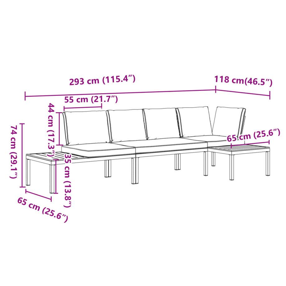 VidaXL Garten sofagarnitur aluminium  