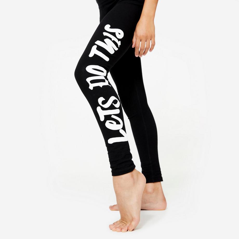 DOMYOS  Leggings Mädchen Modern Dance hoher Taillenbund Baumwolle 