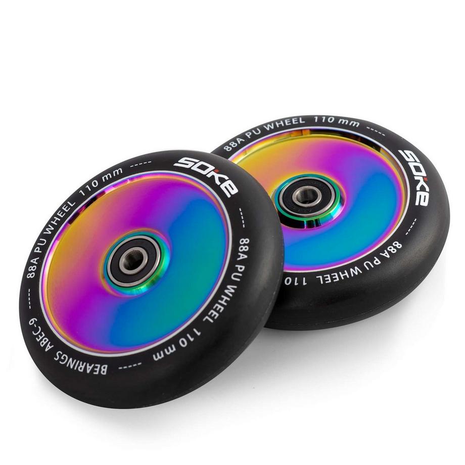 B2X  Roues Full Scooter de 110 mm de couleur arc-en-ciel, paquet de 2 