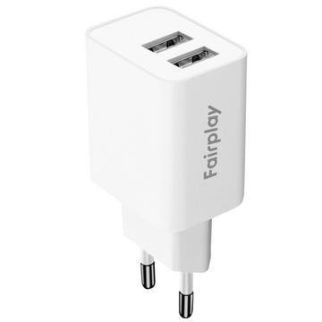 Chargeur Secteur 2 Ports USB 12W Blanc