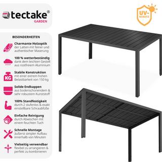 Tectake Tavolo da giardino Bianca in alluminio, piedi regolabili in altezza, 150 x 90 x 74,5 cm  