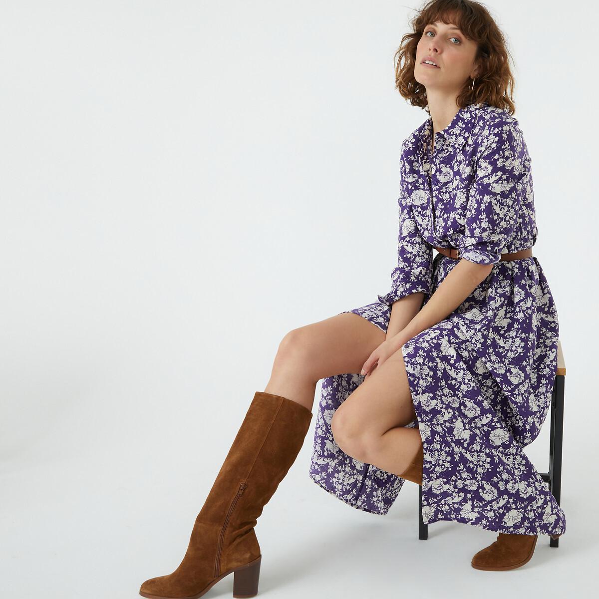 Image of Midikleid In A-linie Mit Blumenmuster Damen Blau 36
