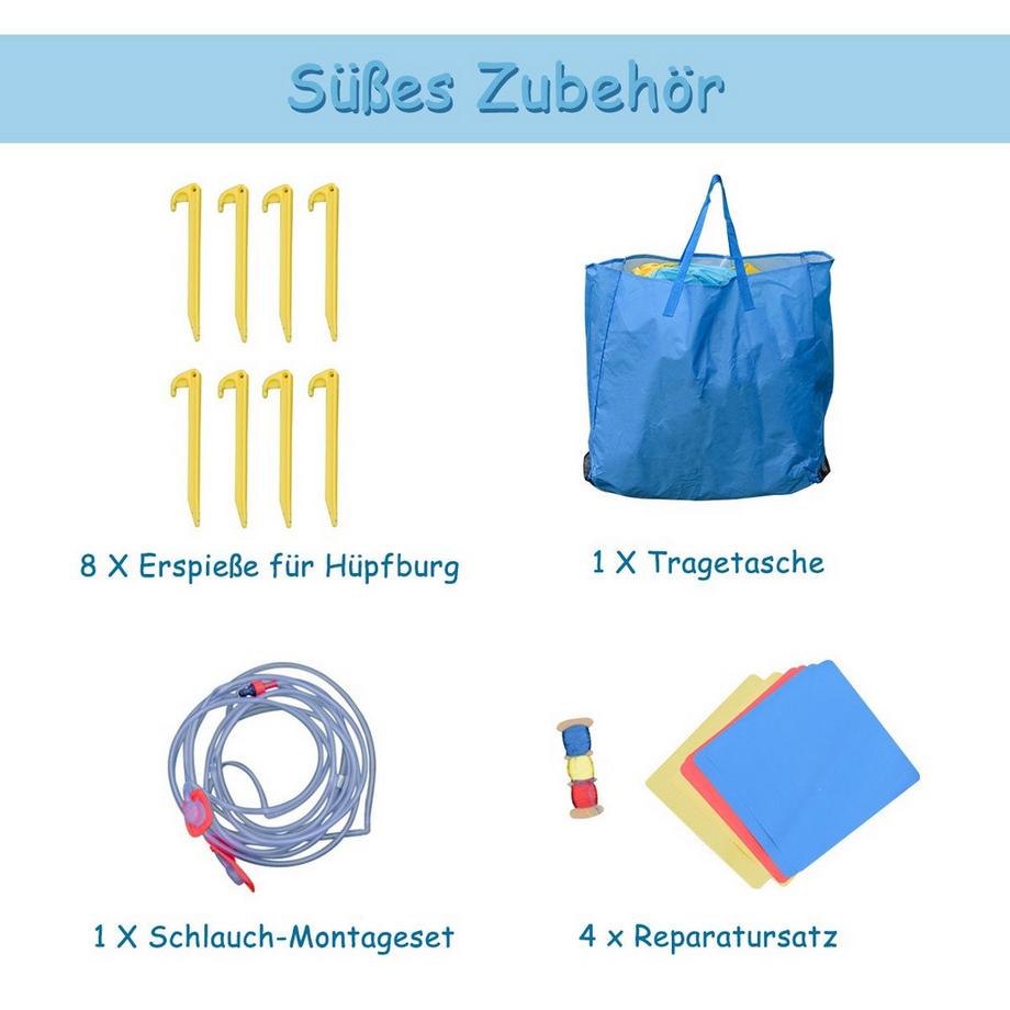 Northix  Aufblasbare Hüpfburg mit Zwei Wasserrutschen Kletterwand 452 x 366 x 229 cm (nur Hüpfburg) 